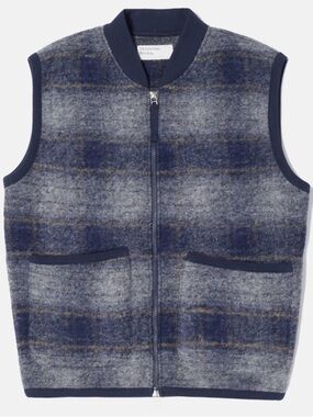 Universal Works Vest -Blue Plaid- Wool
